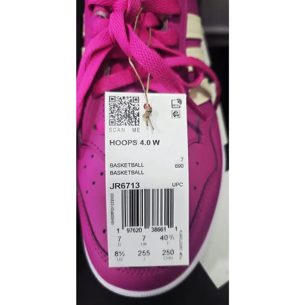 adidas Hoops 4.0 W Pink Off White Retro Casual Sneakers Women's Size 8.5 JR6713